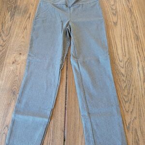 Hilary Radley Women's Grey Patterned Stretchy Pull On Trouser Work Pants Size 8
